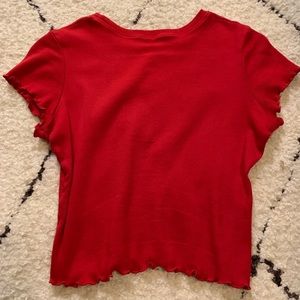 Brandy Melville Red Crop Ruffle Shirt